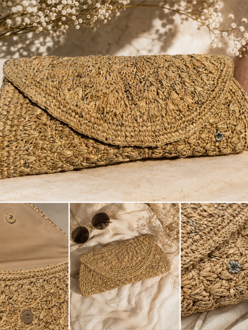 Tommy Bahama Straw Woven Clutch in Natural